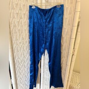 ASOS Satin Blue Floral Drawstring Pants with Pockets